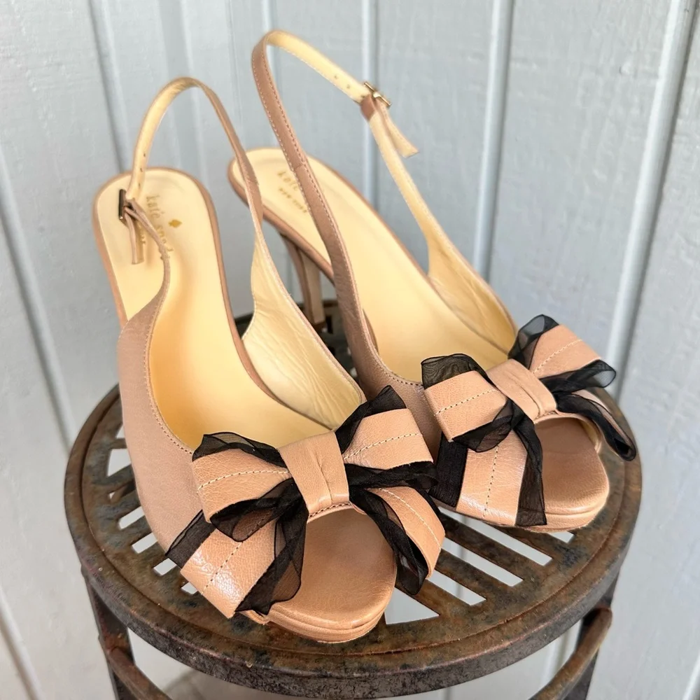 Kate Spade Billow Leather Slingback Heels size 8